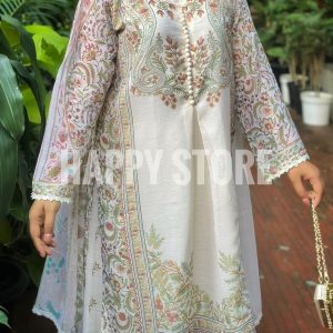 Off-white Premium Soft Georgette 3-Piece Set